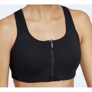 Nike Dri Fit Womens Molded Cup‎ Zip Front High Impact Sports Bra Size S Black
